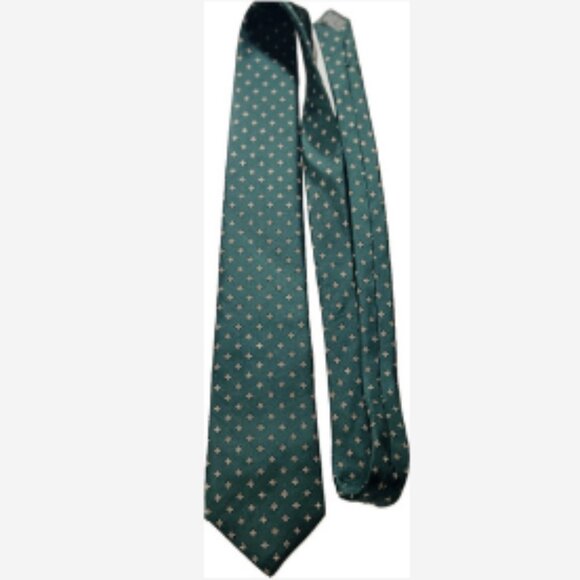 Charing Cross Men's Tie Green With Brown Abstract Stars Silk Classic Cut USA - Picture 2 of 4